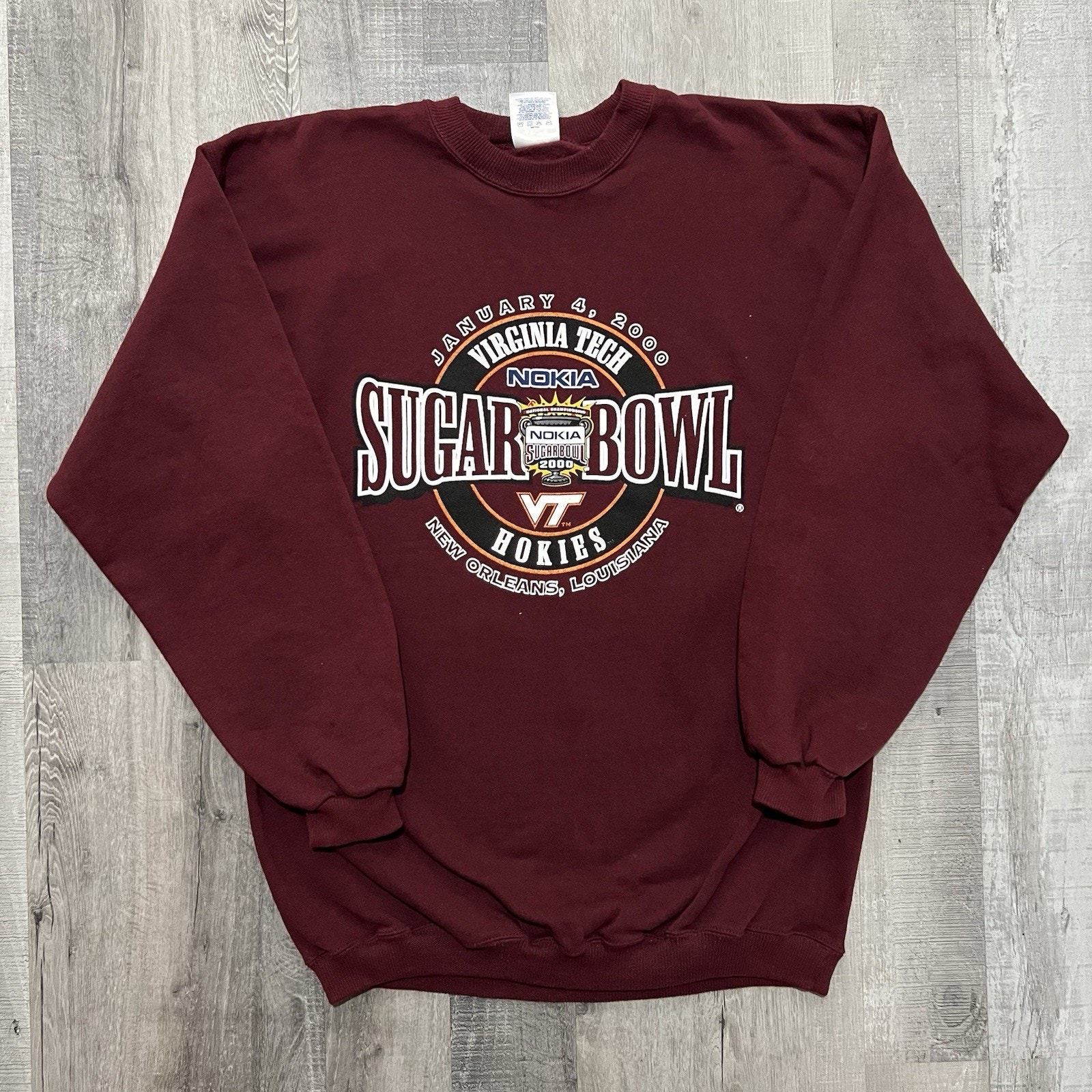 Vtg Nokia Sugar Bowl Virgina Tech Hokies College Football Sweatshirt Sz Large